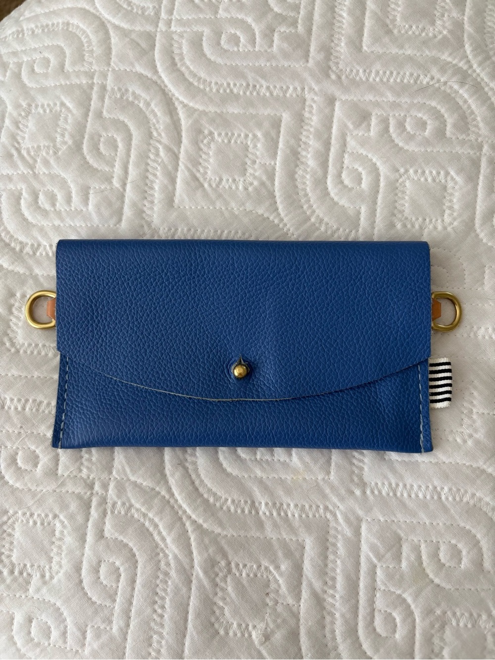 Periwinkles Leather Crossbody Wallet with Brass Hardware
